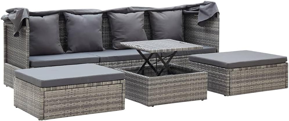 Patio Sectional Sofa Adjustable Footrest Outdoor Lounge Seating