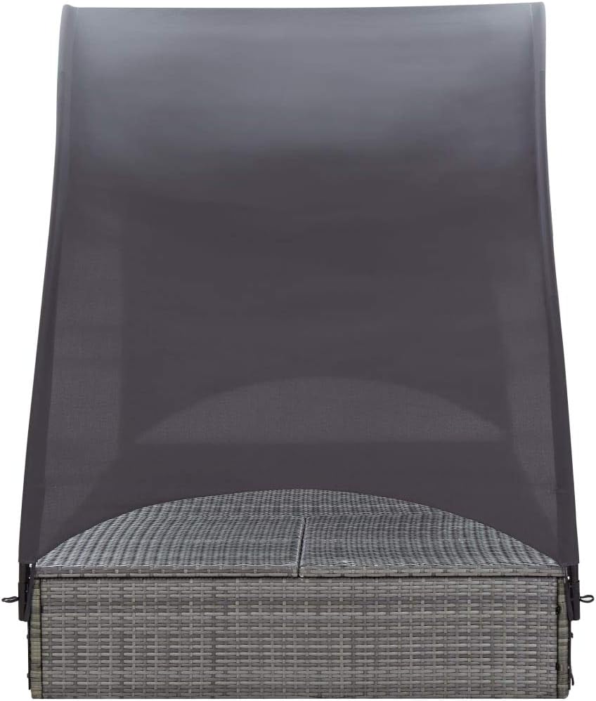 Double Lounger with Canopy Outdoor Rattan Lounge Seat