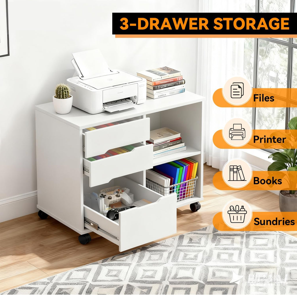 Modern 4-Drawer Filing Cabinet Organized Workspace